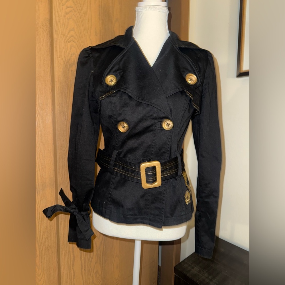 Baby Phat Y2K Black Jacket with Gold Accents